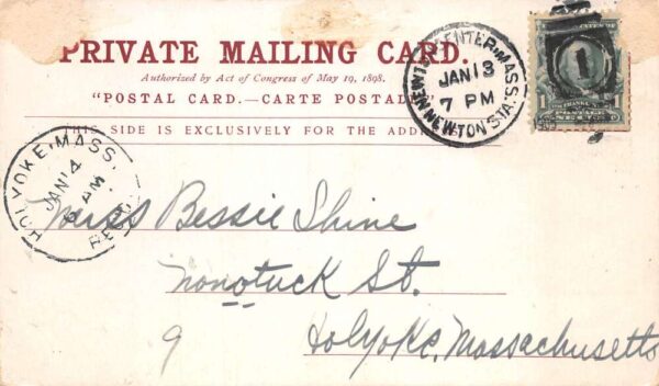 Newton Massachusetts Public Library Vintage Postcard AA91245 - Image 2
