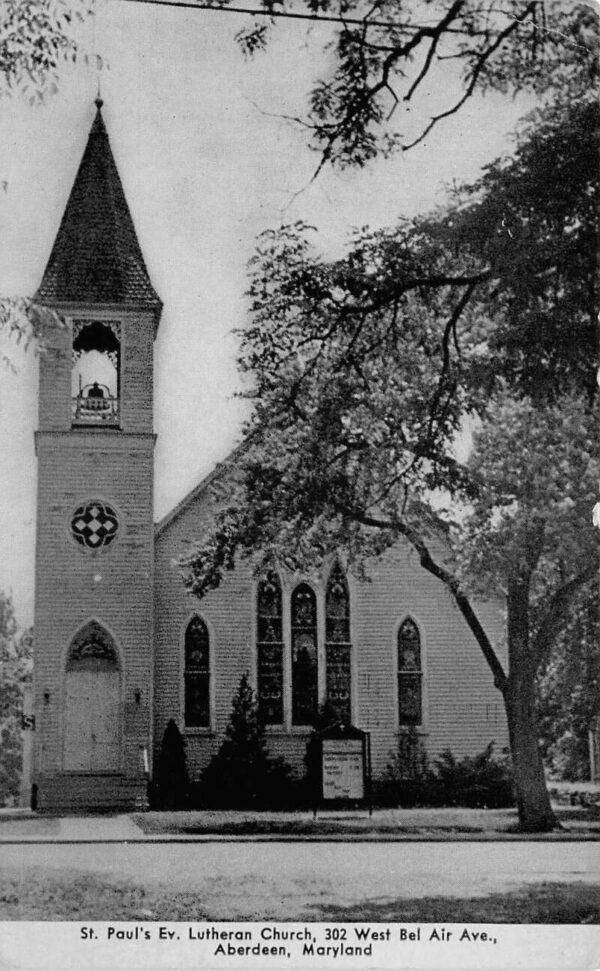 Aberdeen Maryland St Pauls Ev Lutheran Church Vintage Postcard AA91250