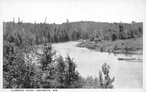 Ladysmith Wisconsin Flambeau River Scenic View Vintage Postcard AA91523