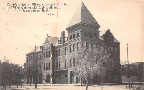 Albuquerque New Mexico Commercial Club Bldg Vintage Postcard AA91528