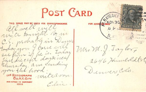 Albuquerque New Mexico Commercial Club Bldg Vintage Postcard AA91528 - Image 2