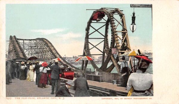 Atlantic City New Jersey Roller Coaster The Flip Flop Detroit Postcard AA91540