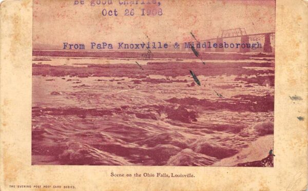 Louisville Tennessee Ohio Falls and Bridge Scenic View Vintage Postcard AA91554