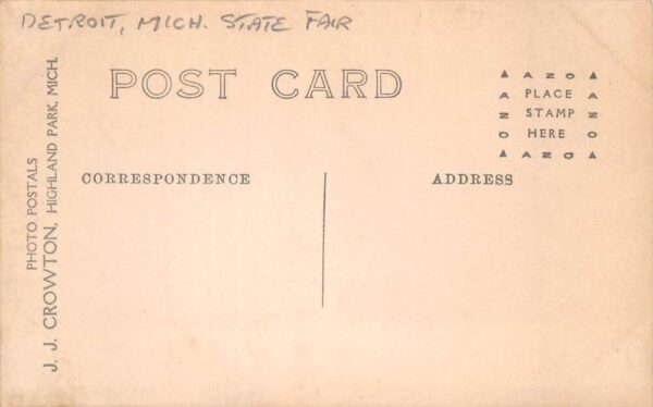 Detroit Michigan State Fair Main Bldg Real Photo Postcard AA91567 - Image 2