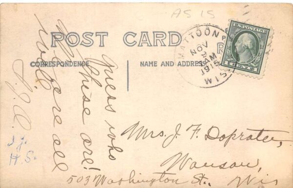 Mattoon Wisconsin High School and Students Real Photo Postcard AA91571 - Image 2