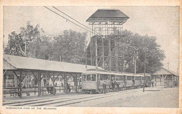 New Jersey ? Washington Park on the Delaware Trolley Station Postcard AA91582