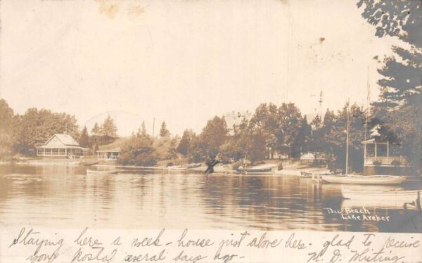 Wrentham Massachusetts Lake Archer Beach Scene Real Photo Postcard AA91735