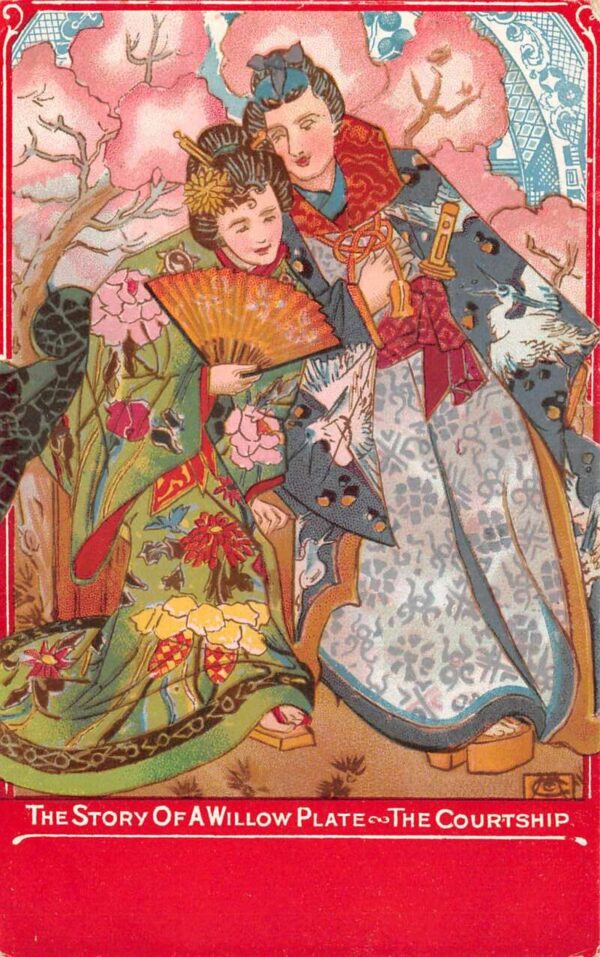 Story of A Willow Plate Courtship Romance Greetings Chinese Couple PC AA91736