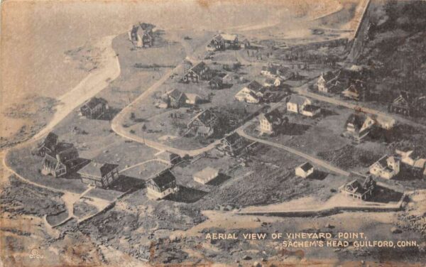 Guilford Connecticut Sachems Head Vineyard Point Aerial View Postcard AA91745