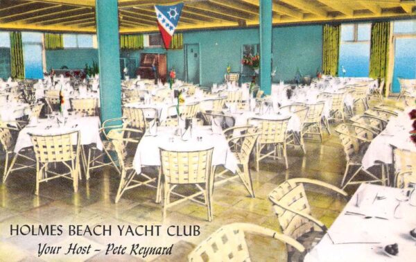 Holmes Beach Anna Maria Island Florida Yacht Club Dining Room Postcard AA91754