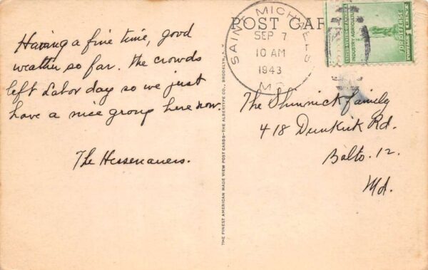 St Michaels Maryland Oakwood Inn Large Motor Boat Vintage Postcard AA91757 - Image 2