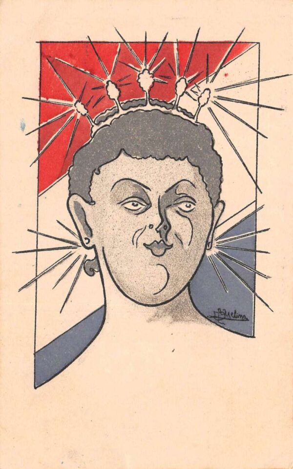 First Lady of France? Political Caricature Artist Signed Postcard AA91923