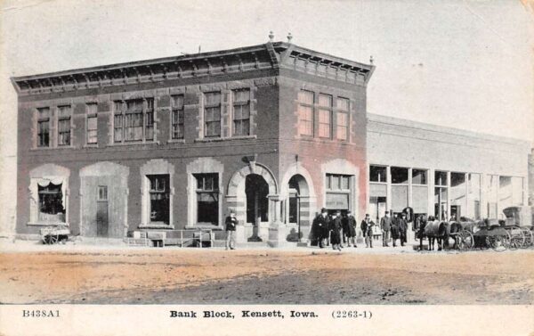 Kensett Iowa Bank Block Vintage Postcard AA91928
