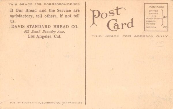 Los Angeles California Davis Bread Delivery Wagons Vintage Postcard AA91929 - Image 2