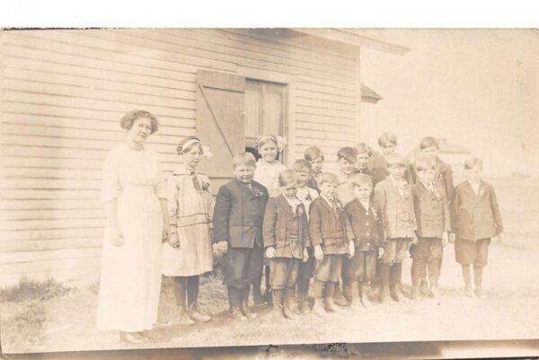 Howard Lake Minnesota Teacher and School Children Real Photo Postcard AA91939