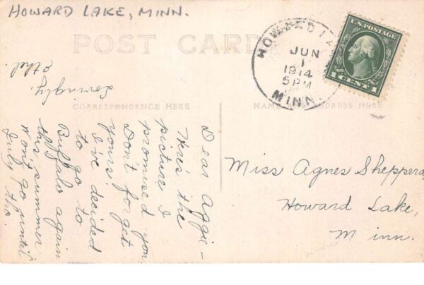 Howard Lake Minnesota Teacher and School Children Real Photo Postcard AA91939 - Image 2