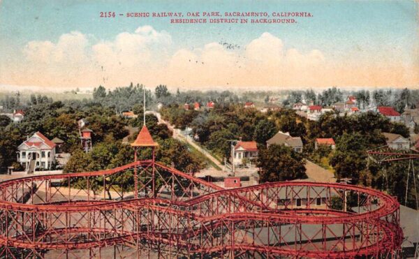 Sacramento California Oak Park Roller Coaster Vintage Postcard AA91943