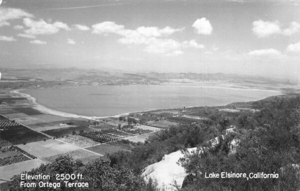 Lake Elsinore California View from from Ortega Terrace Real Photo PC AA91945