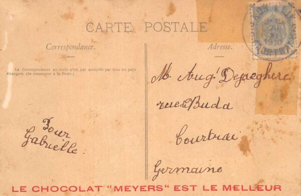 Meyers Chocolate Girl with Giant Egg Easter French Candy Ad Postcard AA91950 - Image 2