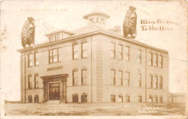 Britton South Dakota High School Giant Owls Exaggeration Real Photo PC AA91963