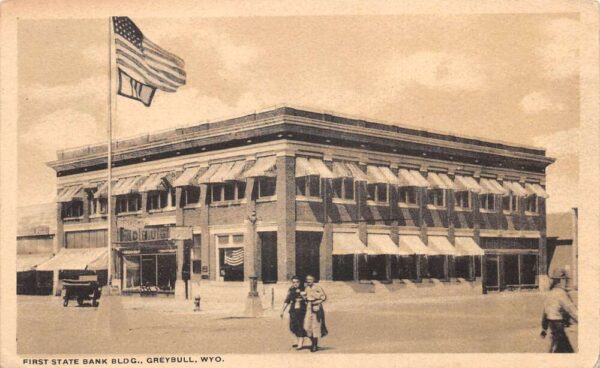 Greybull Wyoming First State Bank Vintage Postcard AA91975