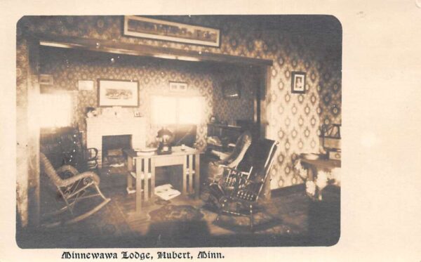 Hubert Minnesota Minnewawa Lodge Lounge Real Photo Postcard AA91977