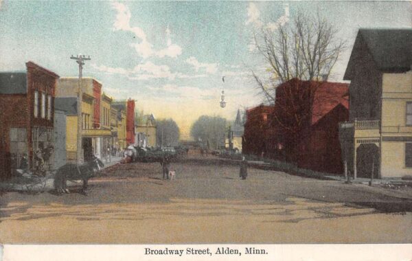 Alden Minnesota Broadway Street Vintage Postcard AA91988