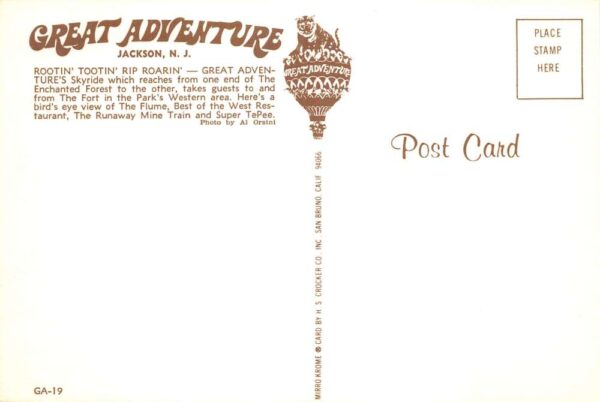 Jackson New Jersey Great Adventure Amusement Park Sky Ride Postcard AA92006 - Image 2
