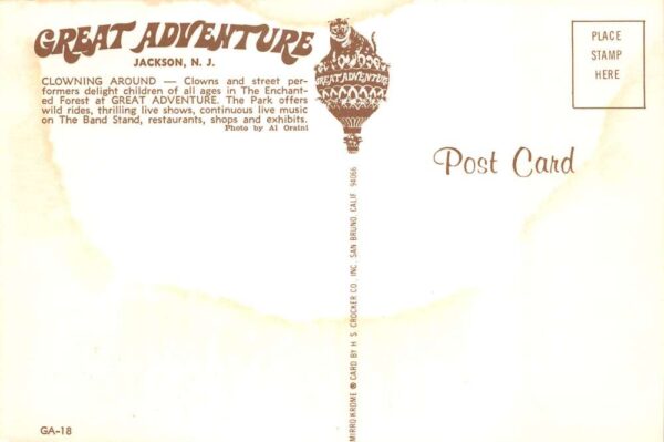 Jackson New Jersey Great Adventure Amusement Park Clowns Postcard AA92009 - Image 2