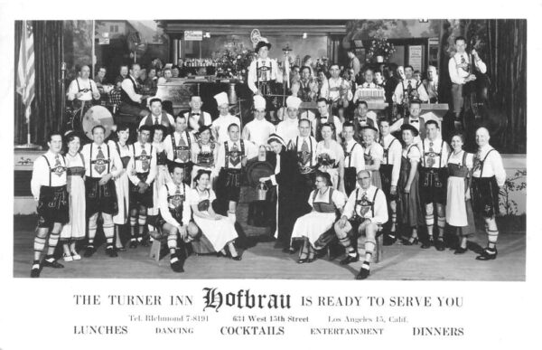 Los Angeles California Turner Inn Hofbrau Staff Real Photo Postcard AA92014