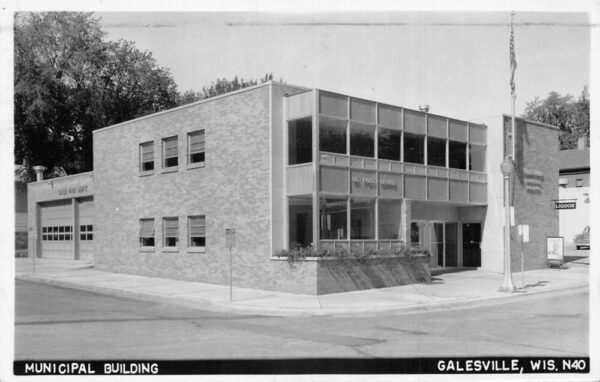 Galesville Wisconsin Municipal Building Real Photo Vintage Postcard AA92021