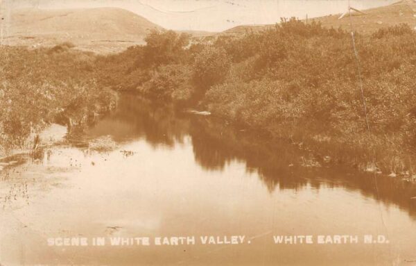 White Earth North Dakota River Scenic View in Valley Real Photo PC AA92050