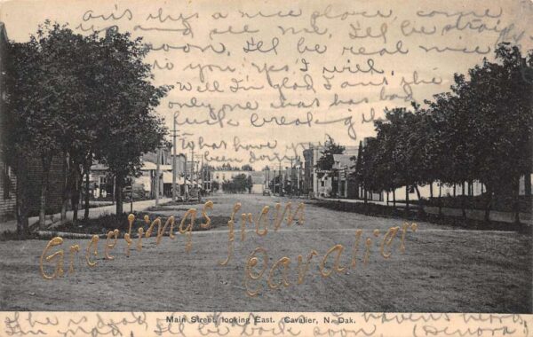 Cavalier North Dakota Main Street Looking East Greetings Postcard AA92051