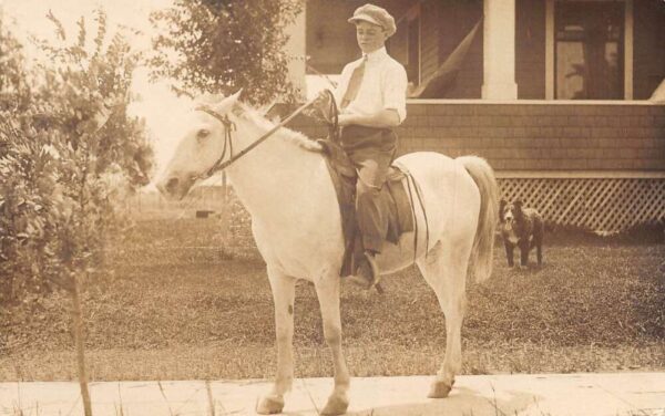 Pasco Washington Boy on Horse with Dog Real Photo Postcard AA92057
