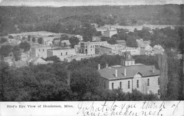 Henderson Minnesota Birds Eye View Vintage Postcard AA92061