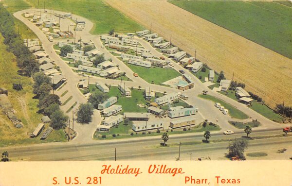 Pharr Texas Holiday Village Mobile Home Park, Chrome, Vintage Postcard U21407