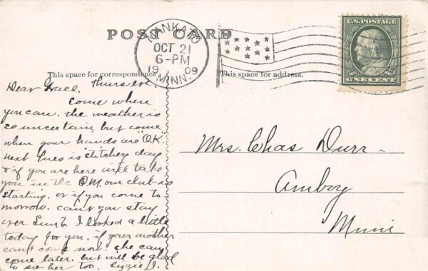 Mankato Minnesota State Normal School, B/W Lithograph, Vintage Postcard U21419 - Image 2