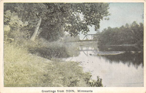 Odin Minnesota Greetings From Odin, Water Under Bridge Scene, Vintage PC U21433