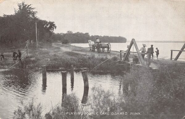 Lake Osakis Minnesota Fishing Scene, B/W Lithograph, Vintage Postcard U21438