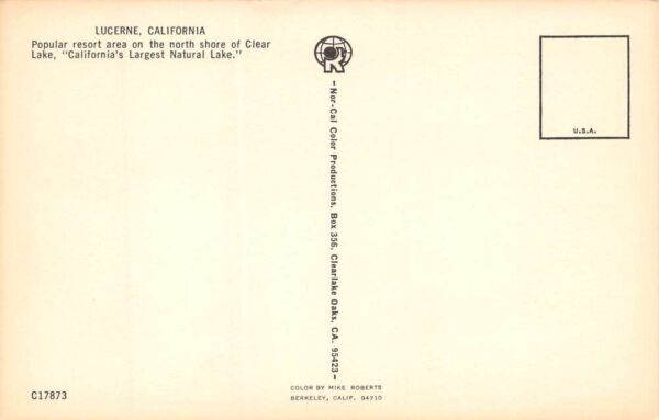 Lucerne California Resort Area On North Shore Of Clear Lake, Vintage PC U21470 - Image 2