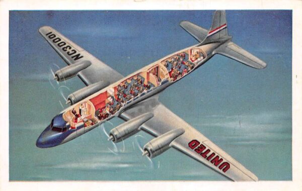 United Airlines Mainliner Cutaway View Vintage Postcard AA92354