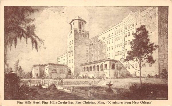 Pass Christian Mississippi Pine Hills Hotel Vintage Postcard AA92357