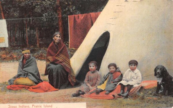 Prairie Island Sioux Indians Children with Dog Vintage Postcard AA92369