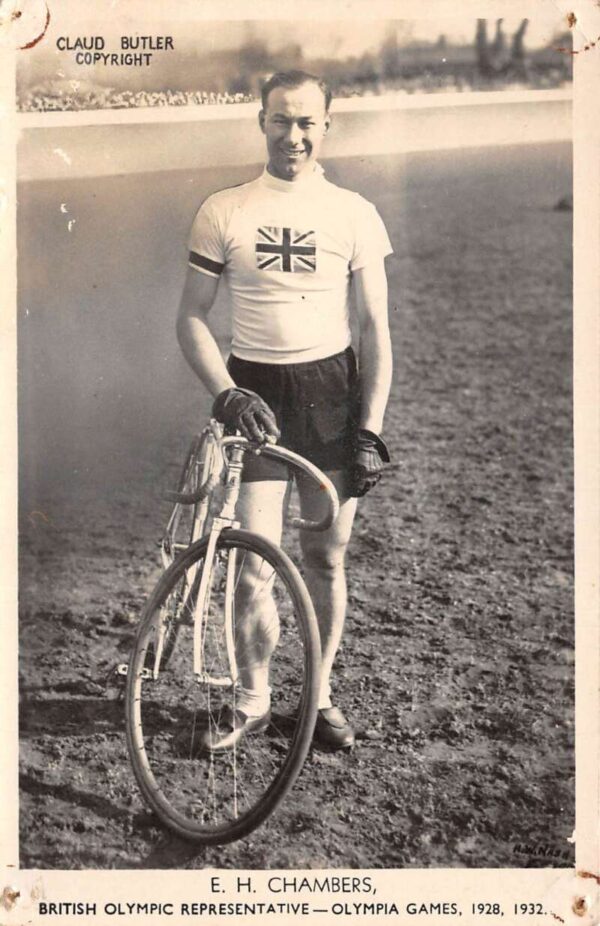 Ernest Chambers UK British Olympic Cyclist Bicycle Real Photo Postcard AA92373
