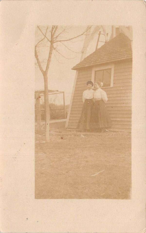 Loretto Minnesota Girls Next to House Real Photo Vintage Postcard AA92380