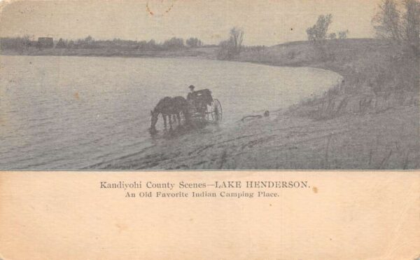 Lake Henderson Minnesota Horse Drinking Water Carriage PC AA92384