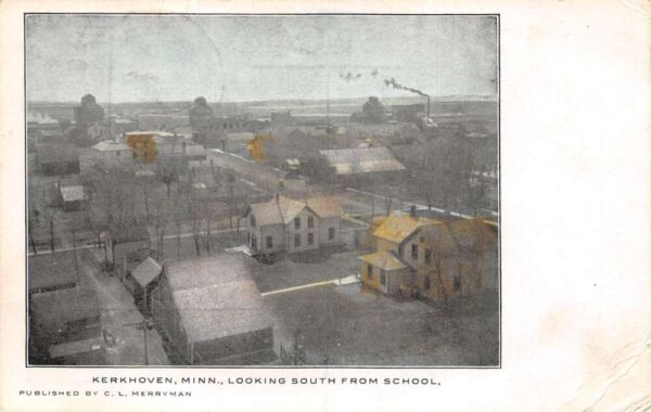 Kerkhoven Minnesota Looking South from School Vintage Postcard AA92388