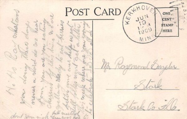 Kerkhoven Minnesota Looking South from School Vintage Postcard AA92388 - Image 2