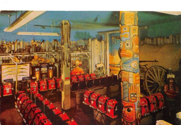 Reno Nevada Harold's Club Fort Smith Room Slot Machines Vintage Postcard AA92394