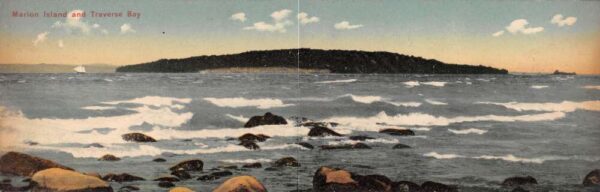 Michigan Marion Island and Traverse Bay Scenic View Bi-Fold Postcard AA92408